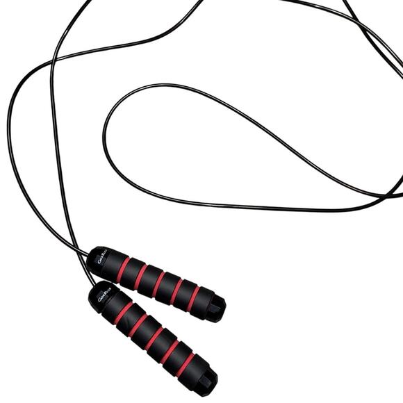 GoxRunx Jump Rope Black Red Foam Handles Adjustable Fitness Speed Skipping Rope - Picture 1 of 8